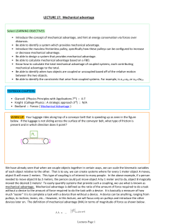 LECTURE 17: Mechanical advantage