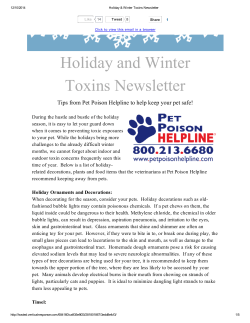 Holiday and Winter Toxins Newsletter