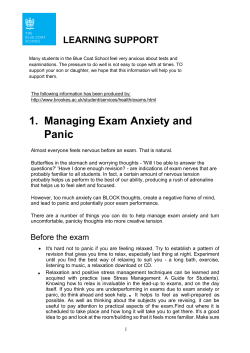 1. Managing Exam Anxiety and Panic