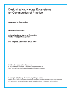 Designing Knowledge Ecosystems for Communities of Practice