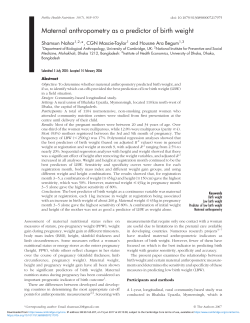 Maternal anthropometry as a predictor of birth weight