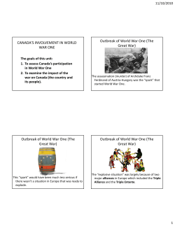 Outbreak of World War One