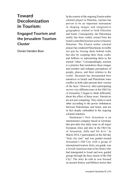 Toward Decolonization in Tourism - The Institute for Palestine Studies