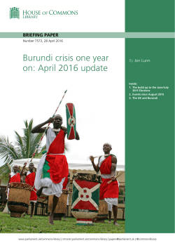 Burundi crisis one year on: April 2016 update