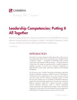 Leadership Competencies: Putting It All Together