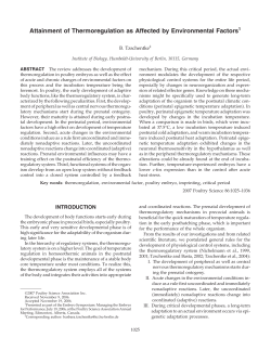 Attainment of Thermoregulation as Affected by Environmental Factors