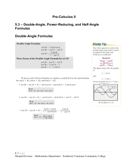 Pre-Calculus II 5.3 – Double-Angle, Power