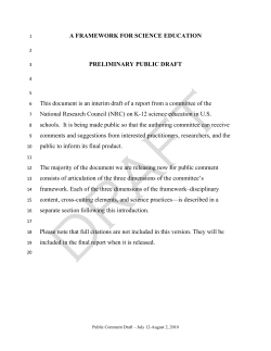 A Framework For Science Education Preliminary Public Draft