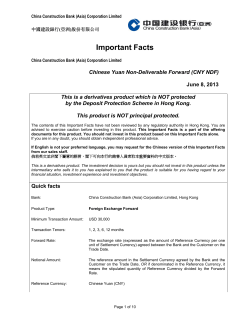 Important Facts - China Construction Bank (Asia)