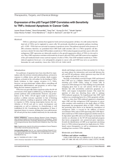 Expression of the p53 Target CDIP Correlates