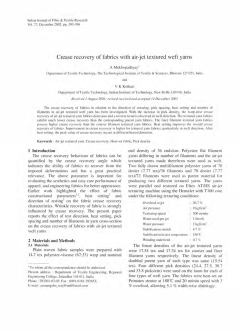 Crease recovery of fabrics with air-jet textured weft yarns