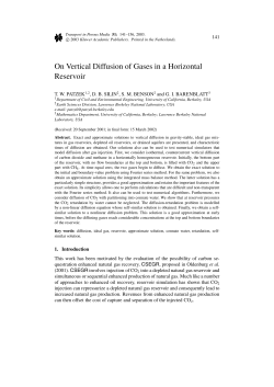 On Vertical Diffusion of Gases in a Horizontal Reservoir
