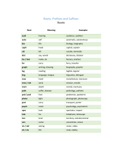 Roots, Prefixes and Suffixes