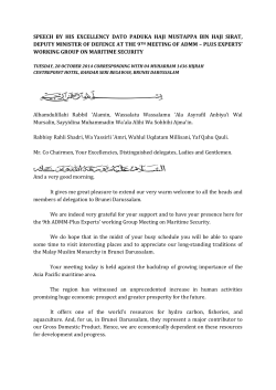 DMOD Speech for 9th EWG MS on 28 Oct 2014