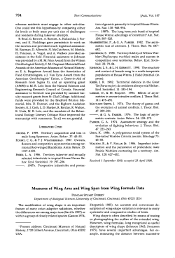 Measures of Wing Area and Wing Span from Wing Formula Data