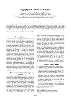 Tagging Spanish Texts: the Problem of Problem of &ldquo;SE&rdquo;