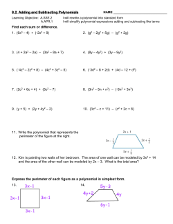 8.2 add and subtract polynomials wkst