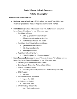 Grade 9 Research Topic Resources: To Kill a Mockingbird