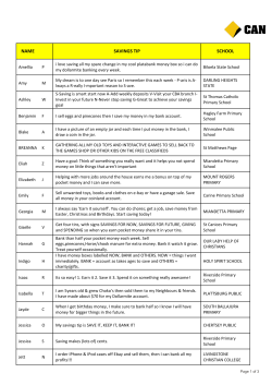 "Be a Dollarmite" runners up savings tips