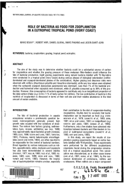 Role of bacteria as food for zooplankton in a eutrophic tropical pond