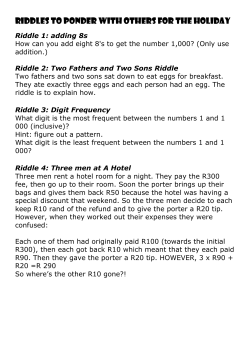RIDDLES to ponder with others for the holiday