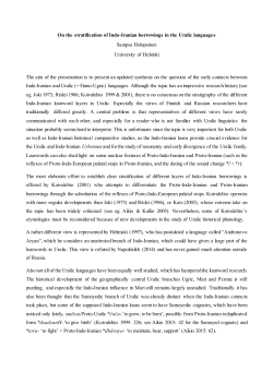 On the stratification of Indo-Iranian borrowings in the Uralic