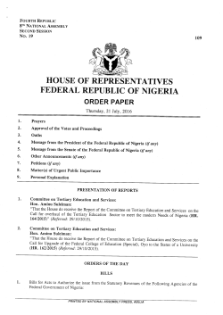house of representatives federal republic of nigeria