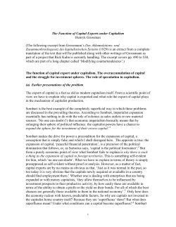 The Function of Capital Exports under Capitalism Henryk Grossman