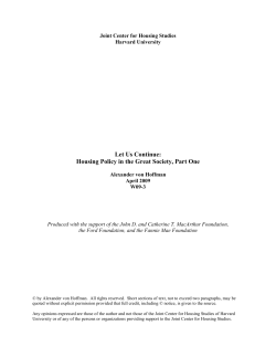 Let Us Continue: Housing Policy in the Great Society, Part One