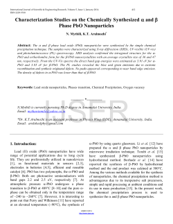 Characterization Studies on the Chemically Synthesized &alpha; and &beta;