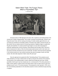 Salem Witch Trials: The Fungus Theory Witch or Psychedelic Trip?