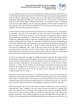 Speech IFIAR Chair at International Audit Congress 2015