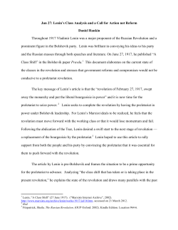 Lenin`s Class Analysis and Critique of Reform