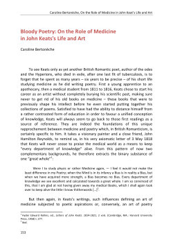 Bloody Poetry: On the Role of Medicine in John Keats`s Life and Art