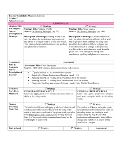 Literacy Lesson Plan