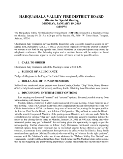 January 19, 2015 &ndash; Special Meeting