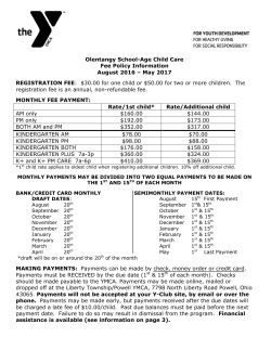 2016-2017 Olentangy School-Age Child Care Fees