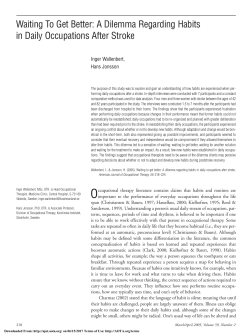 A Dilemma Regarding Habits in Daily Occupations After Stroke