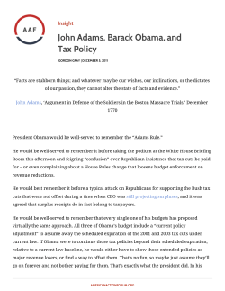 John Adams, Barack Obama, and Tax Policy