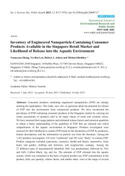Inventory of Engineered Nanoparticle-Containing Consumer