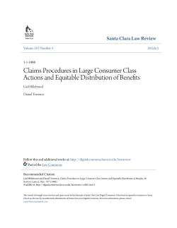 Claims Procedures in Large Consumer Class Actions and Equitable