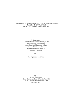 PROBLEMS OF MODERNIZATION IN LATE IMPERIAL RUSSIA