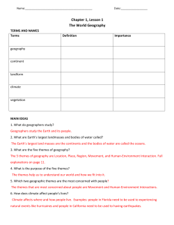 Chapter 1, Lesson 1 The World Geography
