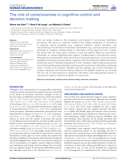 The role of consciousness in cognitive control and decision making