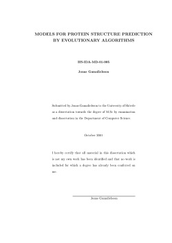 MODELS FOR PROTEIN STRUCTURE PREDICTION BY