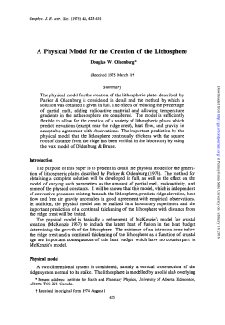 A Physical Model for the Creation of the Lithosphere