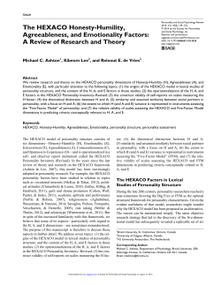 The HEXACO Honesty-Humility, Agreeableness, and Emotionality