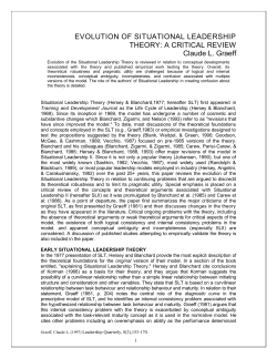 EVOLUTION OF SITUATIONAL LEADERSHIP THEORY