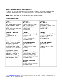Hearty Weekend Camp Meals Menu #3