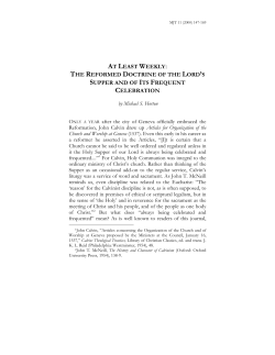 At Least Weekly: The Reformed Doctrine of the Lord`s Supper and of